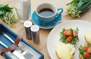 Breakfast as a background. Concept and idea of tasty food