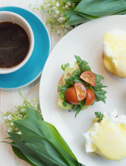 Breakfast as a background. Concept and idea of tasty food
