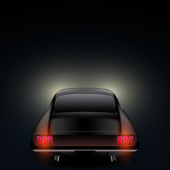 Fototapeta na wymiar Car in the night, rear view, vector design