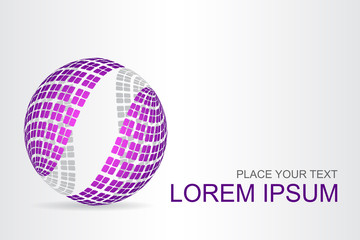 Logo stylized spherical surface with abstract shapes