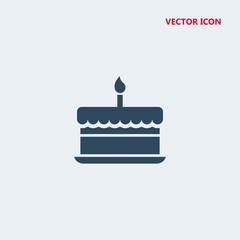 birthday cake with one burning candle vector icon