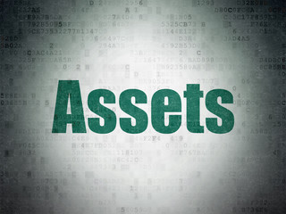 Currency concept: Assets on Digital Data Paper background