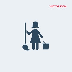 cleaning lady vector icon