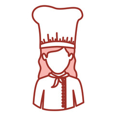 red contour of half body of faceless female chef vector illustration