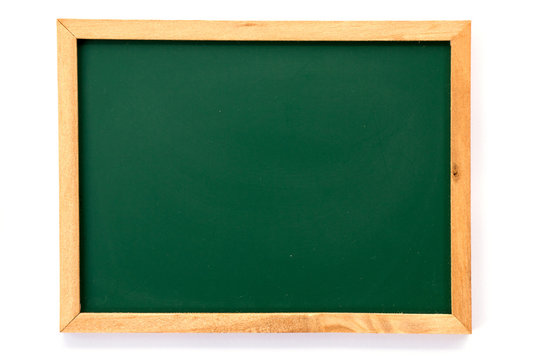 Green Board With Wood Frame On White Background