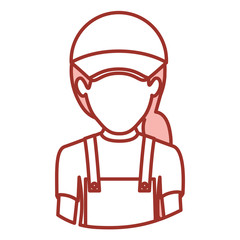 red contour of half body of faceless delivery woman vector illustration
