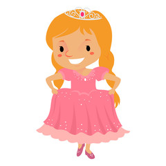 Vector Illustration of a Princess Girl wearing a Pink Dress