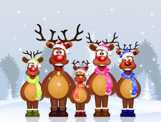 reindeer family cartoon © adrenalinapura