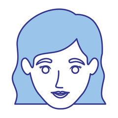 blue silhouette of smiling woman face with wavy short hair vector illustration