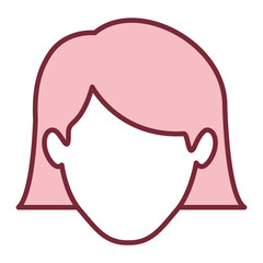 pink silhouette of faceless woman with the hair down to the neckline vector illustration