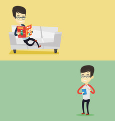 Two media banners with space for text.