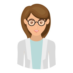 colorful portrait half body of woman with glasses and formal suit vector illustration