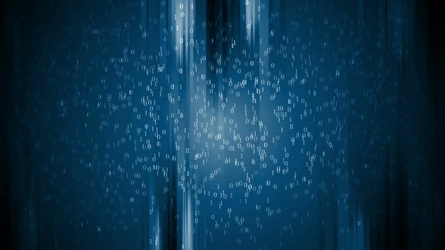 Dark blue technology binary code motion design. Video seamless looping animation Ultra HD 4K 3840x2160