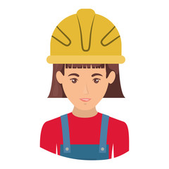 colorful portrait half body of female worker with helmet vector illustration