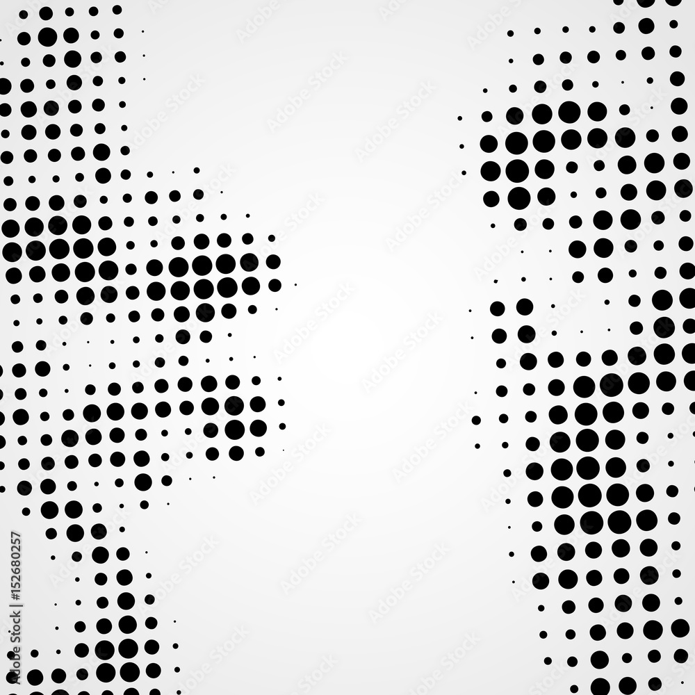 Poster halftone abstract black dots design element isolated on a white background.