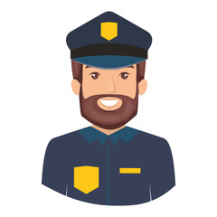 colorful portrait half body of bearded policeman vector illustration