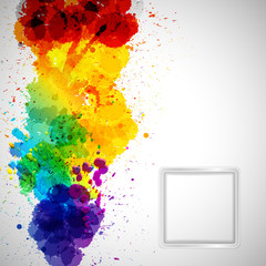 Abstract background with colorful paint stains and frame for your text, design elements.