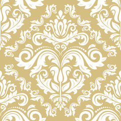 Fototapeta premium Seamless classic white and golden pattern. Traditional orient ornament. Classic vintage background