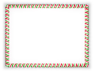 Frame and border of ribbon with the Tajikistan flag. 3d illustration