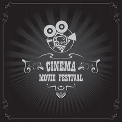 Vector cinema movie festival poster with old fashioned movie camera. Can used for banner, poster, web page, background