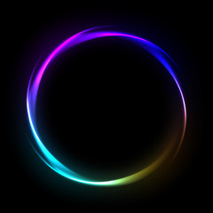 Colorful neon frame on a dark background,  abstract illustration.