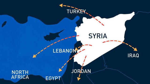 Migration Routes of Syrian People - Animated Infographic Map