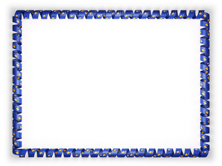 Frame and border of ribbon with the Kosovo flag. 3d illustration