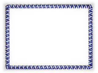 Frame and border of ribbon with the Honduras flag, edging from the golden rope. 3d illustration