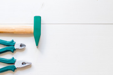 Happy Fathers Day  and Tools On White Background