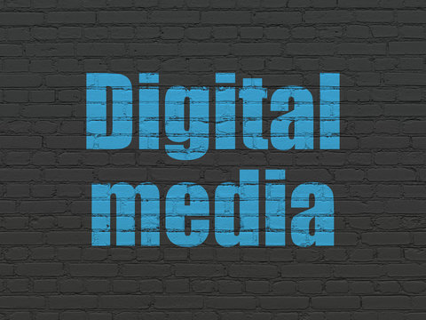 Advertising concept: Digital Media on wall background