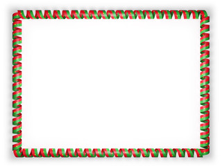 Frame and border of ribbon with the Burkina Faso flag. 3d illustration