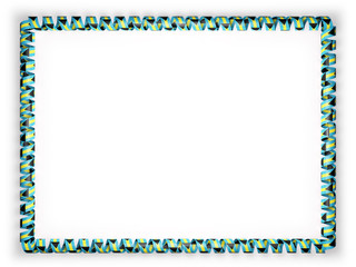 Frame and border of ribbon with the Bahamas flag. 3d illustration