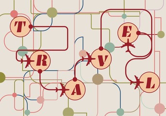 Molecule And Communication Background. Modern vector brochure or web banner design template. Connected lines with dots. Abstract airplanes traffic map