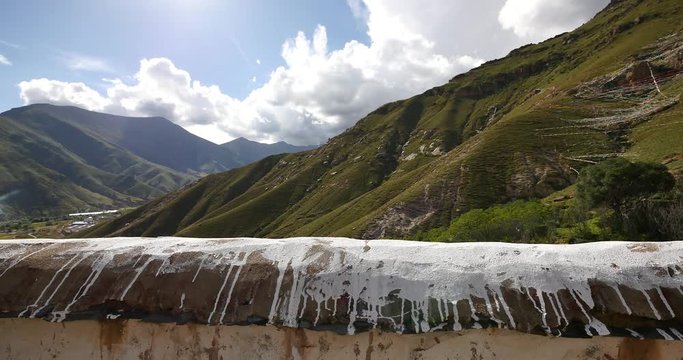 4k prayer flag on lhasa mountain,tibet.