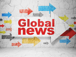 Obraz premium News concept: arrow with Global News on grunge wall background