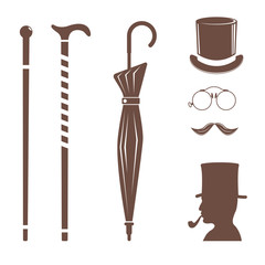 Vintage style design hipster gentleman vector illustration brown silhouette design mustache element.