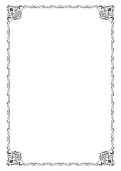 Ornate black rectangular frame. A4 page proportions.