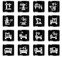 industrial equipment icon set