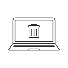 Laptop trash linear icon