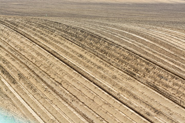 Plowed field. The plowed furrow. 