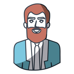 color silhouette and thick contour of half body of man with beard and formal suit vector illustration