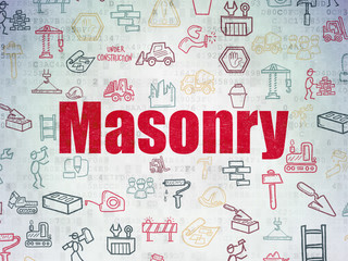 Building construction concept: Masonry on Digital Data Paper background