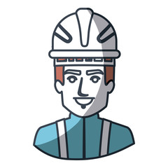 color silhouette and thick contour of half body of firefighter vector illustration