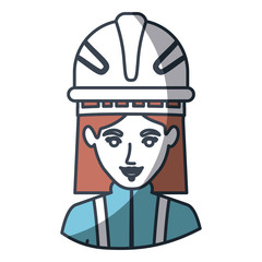 color silhouette and thick contour of half body of female firefighter vector illustration