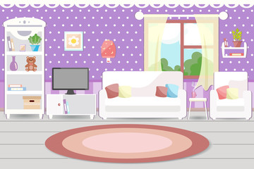 Living room interior. Vector illustration