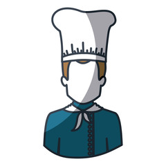 color silhouette and thick contour of half body of faceless male chef vector illustration