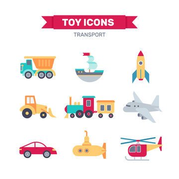 Set of transport toys icon. Vector illustration