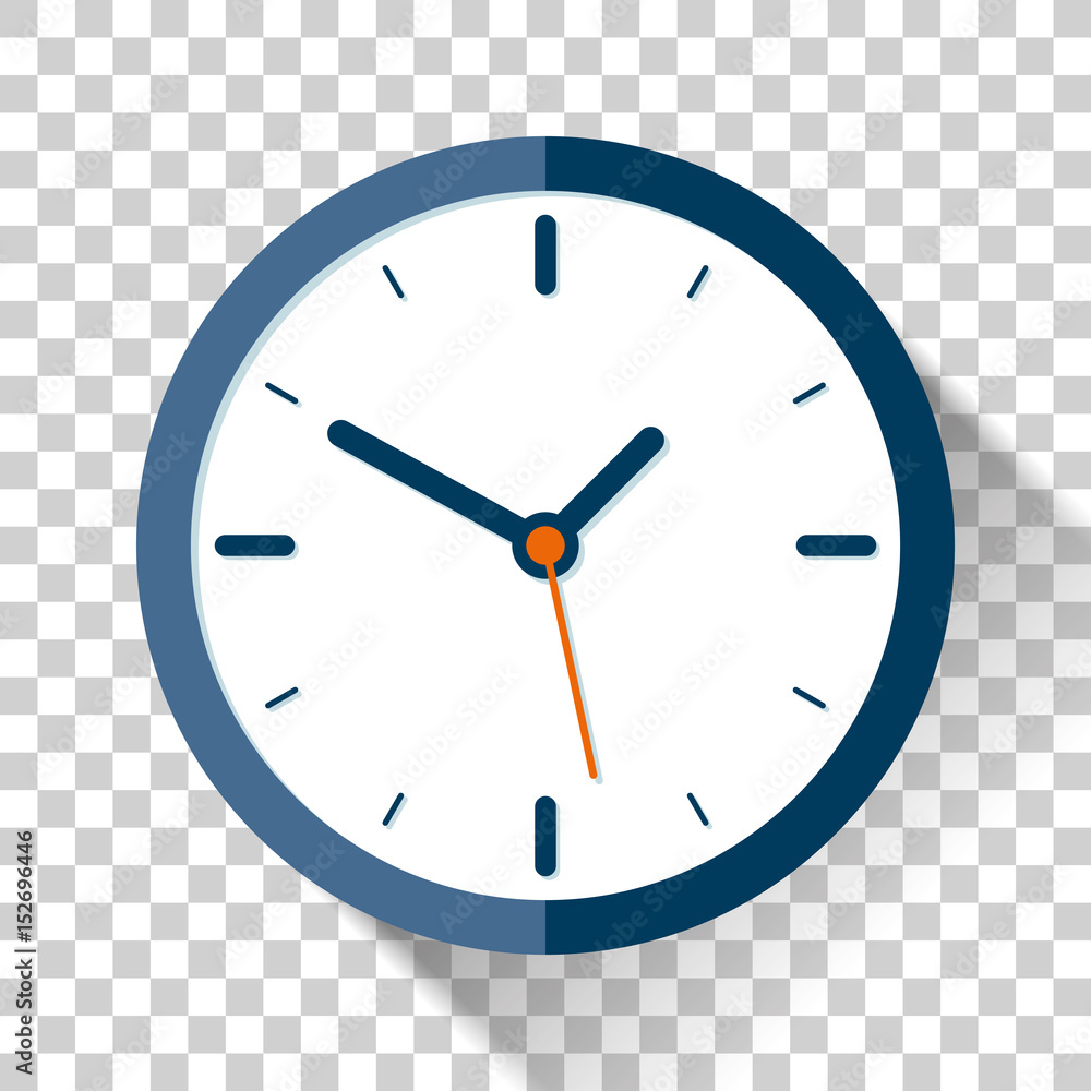Poster clock icon in flat style, timer on a transparent background. vector design element