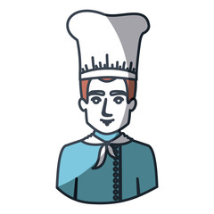 color silhouette and thick contour of half body of male chef vector illustration