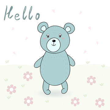 vector card with cute bear. vector print